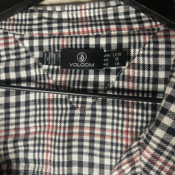 Volcom plaid cropped button down large - Picture 2 of 4